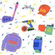 Colorful Hand Drawn Simple Illustrated Dad's Things Father's Day Party Invitation Flyer (1)